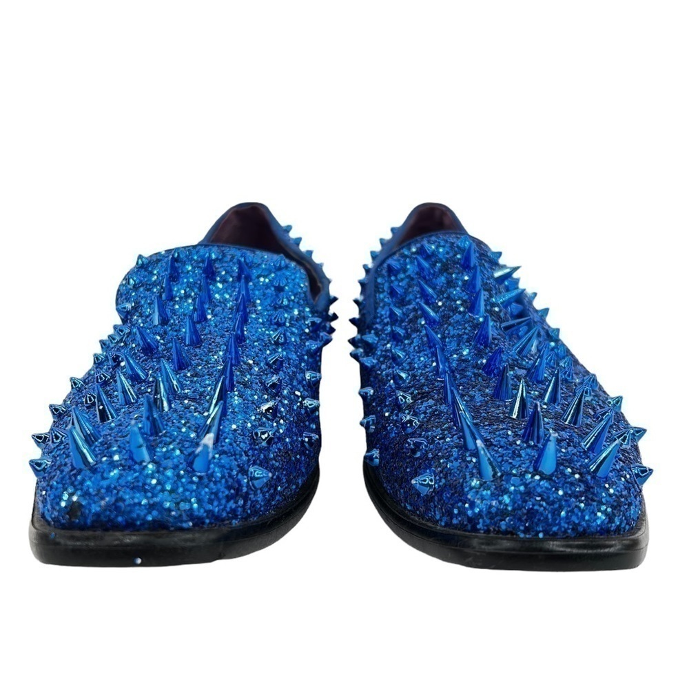 After Midnight Men’s Royal Blue “Ultra Spikes” Sequined Dress Loafer Shoes - Picture 5 of 15